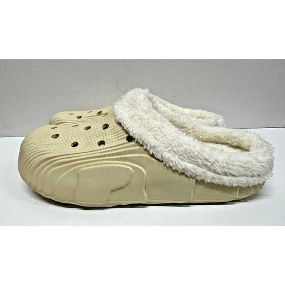 Women size 42-43 faux fur lined clog slipper beige rubber shoe - Picture 1 of 10